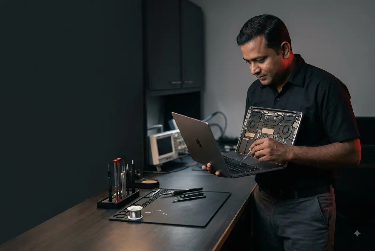Certified technician performing component-level repair